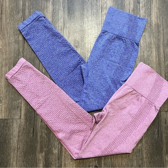 Women’s Set of Pink & Purple Activewear Compression High Waist Leggings Pants S - Picture 1 of 10